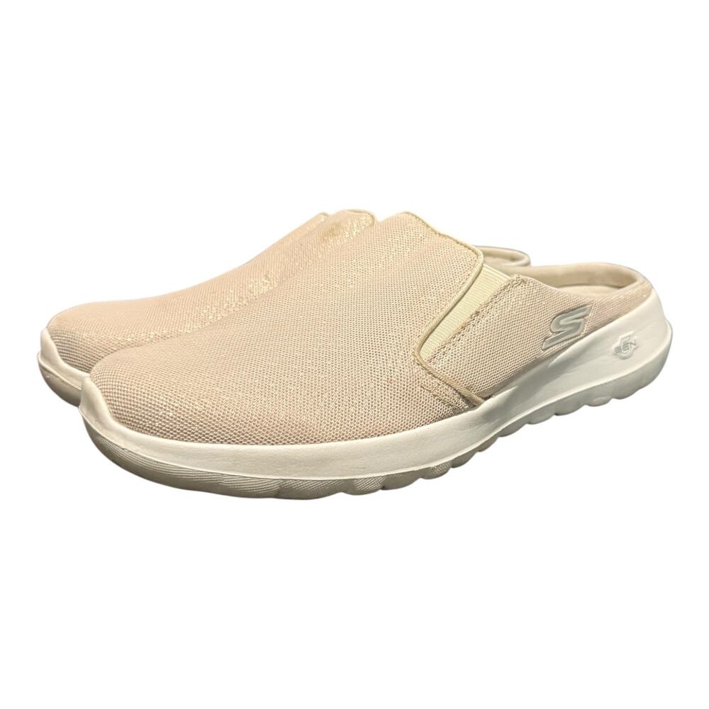 Skechers GO WALK Joy Lazy Sunday Women's Mules Slip In Size 8.5 Beige